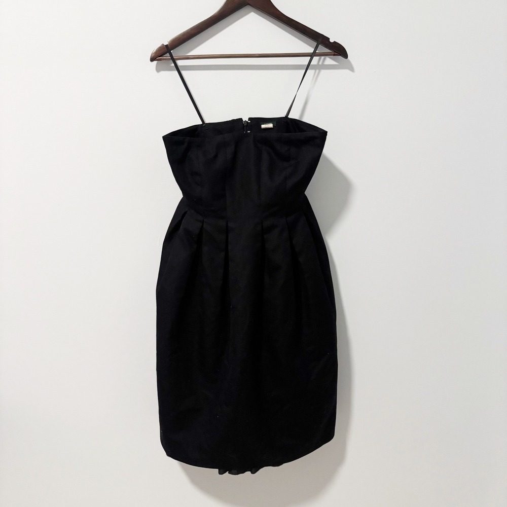 J. Crew Cocktail Little Black Mini Dress Womens 4 Pleated Strapless Cotton Party